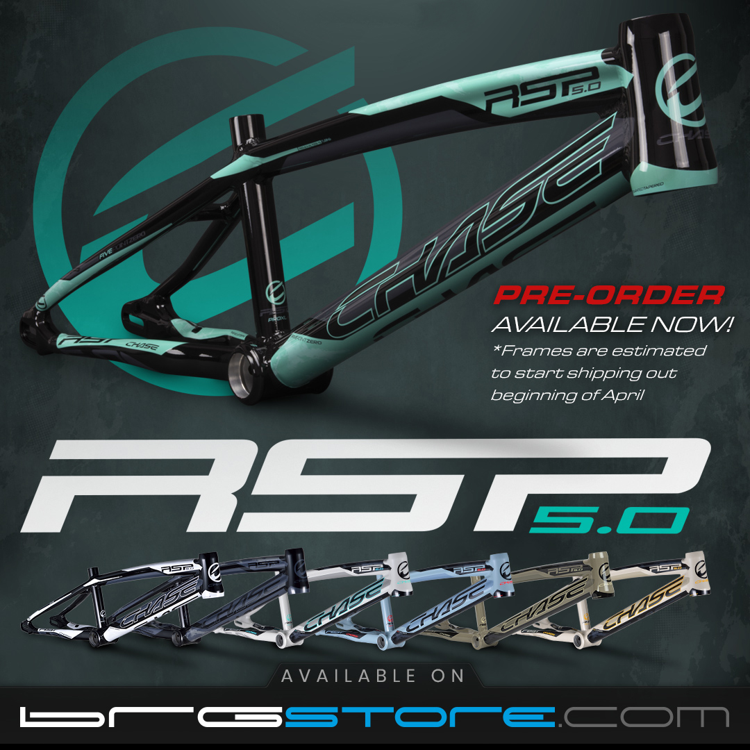 The wait is over. The brand new Chase RSP 5.0 frames are now available for Pre-Sale on BRGstore.com. The culmination of the refinements and upgrades to make it the best Alloy frame ever. Now features a new internal cable routing and restructured dropouts to offer better clearance for a wide array of disc brake calibers, improving the overall braking performance, and now compatible for both post and flat mount disc brake system.